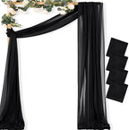 Sheer Gauze Wedding Arch Draping Fabric 29" x 20 FT 4 Panels Black by MLMC