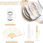 50Set Wedding Hand Fans Party Favors Cream Paper Folding Handheld Fans Bulk, DIY Bamboo Fans with Thank Tag Organza Bag for Summer Guests Bridal Dancing Props Church Decoation - Image 2