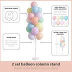 Pastel Balloon Column Kit Set of 2 With Macaron Latex Balloons Stand Included - Base,Pole,Balloon Tower Backdrop Decoration for Wedding,Baby Shower,Bridal,Graduation,Birthday,Easter Party,Bachelorette - Image 3