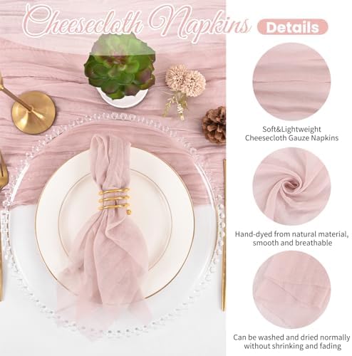 100 Pack Dusty Pink Cloth Napkins 20x20Inch Cheesecloth Napkins - Image 3