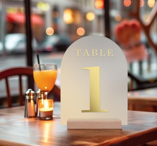 Frosted Blank Arch Acrylic Sign with Wooden Stands - 10 Pack DIY Customizable Sign Kit for Wedding Table Numbers, Restaurant Party Bridal Shower (6x8 Inch) - Image 7