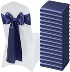VEVOR Satin Chair Sashes Bows, Chair Ribbon Ties Back Sash, 7 x 108 inch, Wedding Reception Decoration, for Wedding Ceremony Baby Shower Party Events Banquet Cover Decoration (Navy Blue, 50pcs) by VEVOR
