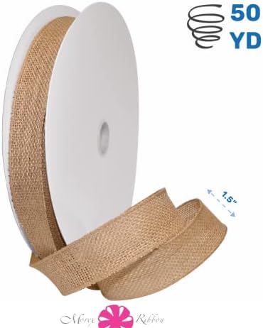 Morex Natural Burlap Wired Ribbon for Decorations, Holidays, Parties, Home and Outdoor Decor, 1.5" x 50 Yd, Natural - Image 2
