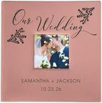 Personalized Wedding Photo Album, Custom Engraved Picture Album, Holds 200 4" x 6" Photos, Leatherette and Laser Engraved Scrapbook, Our Wedding, Pink by GiftsForYouNow