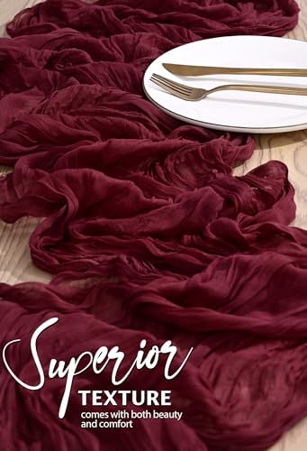 18 Pack Cheesecloth Table Runner 10FT Burgundy Red Table Runner Boho Gauze Cheese Cloth Table Runners Long Rustic Sheer Table Decorations for Wedding Party Baby Bridal Shower Birthday Holiday Home - Image 4