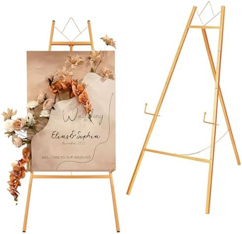 JEAWIWI Floor Easel Stand, Gold, 4-Tier Heavy Duty Metal for Wedding Sign by JEAWIWI