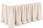 Flutesan 14 ft Brown Stripped Table Skirt for Rectangle Tables by Flutesan