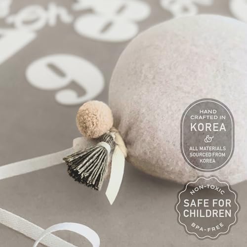 Balloon Baby Monthly Milestone Marker Signs, Photo Prop for Photoshoot | Stuffed Plush Balloon, Tassel, Pompom | Birth Announcement, Gender Neutral Baby Shower, Newborn Gift Set (Sand Beige) - Image 4