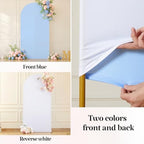 7.2FT 6FT Arch Backdrop Cover for Wedding, Set of 2 Stretchy Spandex Fitted Arch Stand Cover for Baby Shower, Birthday Party Decor, Chiara Backdrop Cover with Double-Sided Design(White, Blue) - Image 4