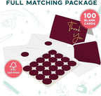 VNS Creations Thank You Cards With Envelopes - 100 Pack 4 x 6 Blank - Wine - Image 3