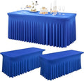 3 Packs Royal Blue Spandex Tablecloths for 6 Foot Rectangle Tables, Stretchy Fitted 6FT Royal Blue Table Skirt for Wedding Party, Wrinkle Free Tablecloths for Banquet Wedding Birthday Party by Htper
