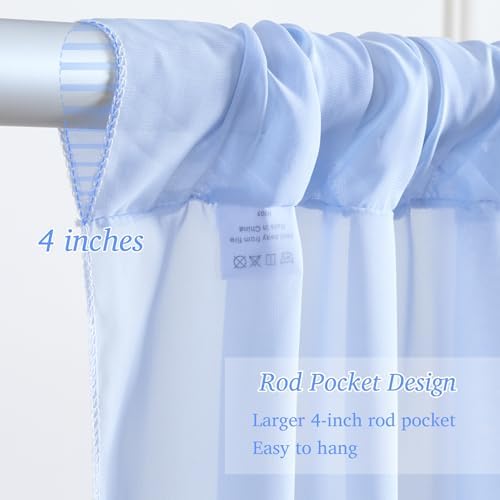 10x10ft Baby Blue Chiffon Backdrop Curtain with Lights String for Wedding Sheer Tulle Curtain Photo Backdrops Drapes for Baby Shower Birthday Party Home Ceremony Decorations - Image 5