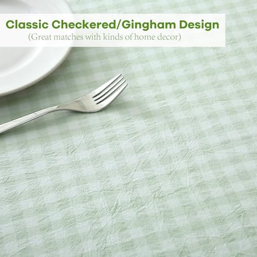 Pile Green White Gingham Tablecloth Round Dia.90 - Image 5