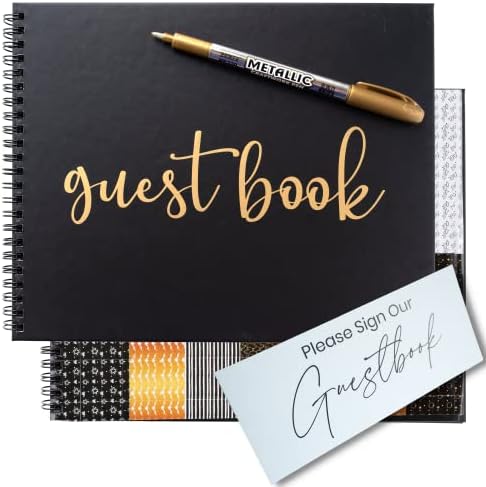 Paper 'n Such Graduation Party Black Guest Book with Blank Pages for Polaroid Pictures, Funeral, Wedding Reception, Birthday, Bridal or Baby Shower, Vacation House Guestbook -Spiral Hardcover by PapernSuch
