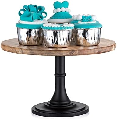 NUPTIO Wooden Cake Stand, 9.8 Inch Round Dessert Display Holder by Nuptio