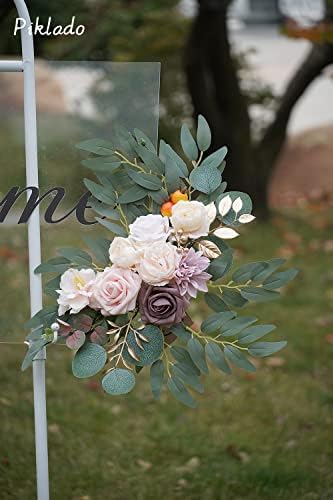 Faux Flower Swag Set of 2 for Wedding Welcome Signs Floral Swag Wedding Reception Ceremony Signs Decor (Champagne) - Image 6