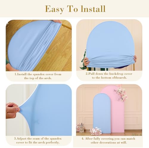 Pink Blue Arch Backdrop Cover Set of 2 Gender Reveal Arch Covers Stretchy Backdrop 7.2 and 6ft Spandex Balloon Arch Stand Covers for Baby Shower Boy or Girl Birthday Party Banquet Photo Background - Image 6
