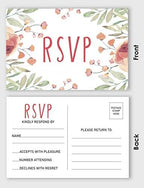 50 Blank RSVP Postcards Floral Greenery Print 4"X6" Response Cards,RSVP Reply Card for Wedding,Bridal Shower,Baby Shower - Image 3