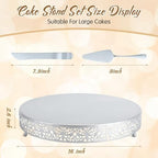 Wenqik 16 Inch Silver Cake Stand Metal Round with Cutter Spatula, Classic - Image 2