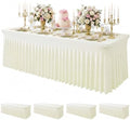 4Pack Ivory Spandex Tablecloth for 8FT Rectangle Table,Table Skirt by Baoszty