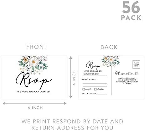 Andaz Press 56-Pack Personalized RSVP Postcards for Wedding Spring Flower Garden Cardstock Response Reply Cards for Bridal Shower Baby Shower Birthday Event Custom Date and Return Address 4 x 6-Inch - Image 5