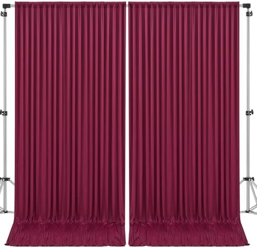 10x10ft Burgundy Backdrop Curtain for Wedding Parties Wrinkle Free Fabric Maroon Drapes Backdrop Decoration for Baby Shower Birthday Photography Decoration 2 Panels, 5ft x 10ft by Gogoparti