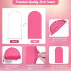 Hot Pink Arch Backdrop Cover 2 Set - 6.6FT, 5FT Spandex Fitted Wedding Arch Stand Covers Round Top Chiara Arch Backdrop Stands Cover for Birthday Parties Banquet Photo Background Decoration - Image 7