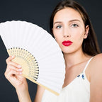 Aneco 36 Pieces Handheld Paper Fans Paper Folding Fans with Bamboos for Wedding Gift, Party, Home, DIY, White - Image 6