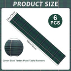 6Pcs 72 x 13'' Tartan Plaid Bear Table Runners Vintage Baby Shower Table Runner Decoration Green and Blue Plaid Tables Runners for Baby Shower Wedding Birthday Farmhouse Dining Room Kitchen Decor - Image 2