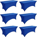 6-Pack 6ft Spandex Table Covers for Rectangle Standard Folding Tables - Wrinkle Resistant Stretch Tablecloths - Ultimate Fitted Table Protector for Parties, Trade Shows, Wedding by Unknown