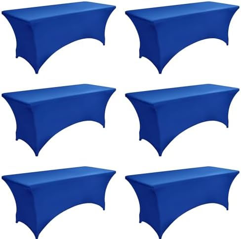 6-Pack 6ft Spandex Table Covers for Rectangle Standard Folding Tables - Wrinkle Resistant Stretch Tablecloths - Ultimate Fitted Table Protector for Parties, Trade Shows, Wedding by Unknown