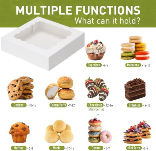 8x8x2 Auto-Popup Cookie Boxes with Window, White, 60 Pack - Image 4