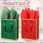 Yeaqee 50 Pcs Metallic Paepr Gift Bags Bulk with Handles,Red Green - Image 2