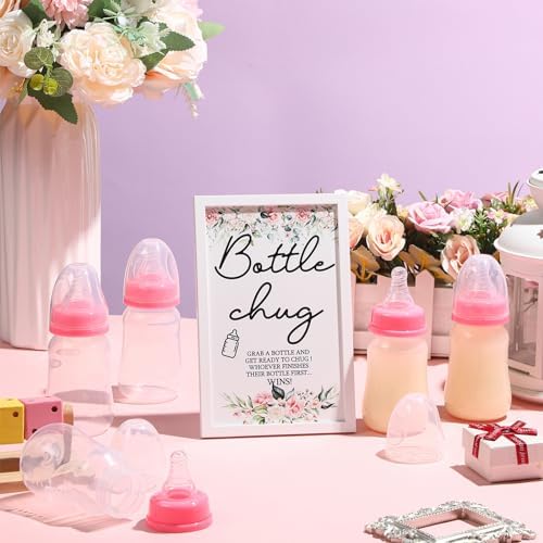 Roowest Bottle Chug Baby Shower Games Favors, Pink, Flower - Image 5