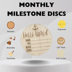 Wooden Monthly Milestone Cards – Set for Baby Photos – Newborn Milestone Discs – Engraved Wooden Baby Age Markers for Monthly Growth Photos – Perfect Baby Shower Gift - Image 2