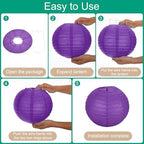 uxcell 3Pcs Dark Purple Round Paper Lanterns 16" Chinese Paper Lantern - Image 3