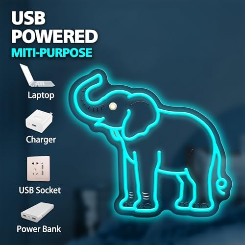 Elephant Neon Sign Elephant Gifts for Women Elephant Night Light for Kids Boys Room Decor Usb Power 4 Year Old Girl Birthday Gifts White Elephant Gifts - Image 2