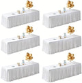 6 Pack White Satin Table Clothes for 6 Foot Rectangle Tables - 6FT Wrinkle Resistant Glitter Rectangle Tablecloths, Party Table Covers for Wedding Banquet, Baby Shower, Birthday, Holiday Dinner by WishCare