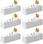 6 Pack White Satin Table Clothes for 6 Foot Rectangle Tables - 6FT Wrinkle Resistant Glitter Rectangle Tablecloths, Party Table Covers for Wedding Banquet, Baby Shower, Birthday, Holiday Dinner by WishCare