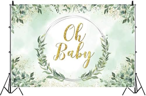 15x10FT Baby Shower Backdrop Oh Baby Sign Eucalyptus Greenery Wreath Background for Boys Girls Kids Gender Reveal Party Decorations Family Photo Booth Props - Image 5
