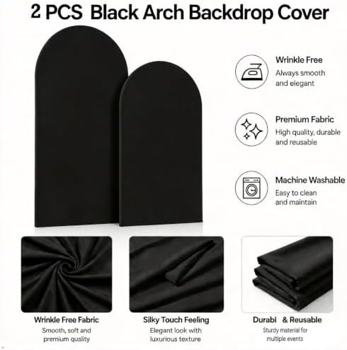 6FT,7.2FT Arch Backdrop Stand and Cover Set (Black) - Image 4
