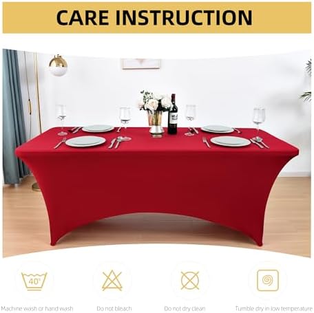 10-Pack 6ft Spandex Table Covers for Rectangle Standard Folding Tables - Wrinkle Resistant Stretch Tablecloths - Ultimate Fitted Table Protector for Parties, Banquet, Wedding - Image 6