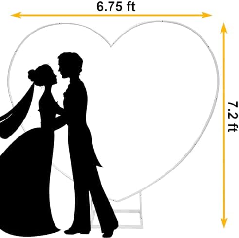 7.2ft Heart-Shaped Metal Balloon Arch Kit for Weddings Valentine's Day Proposals Engagements & Birthdays, Elegant Heart Arch Stand with Base for Ceremony Backdrops & Party Decorations - Image 3