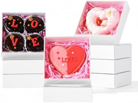 50PCS Small Baking Boxes 4x4x1.25 Inches with Clear Display Lid by SLShePack
