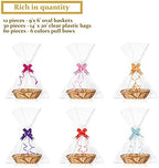 Jetec 12 Pcs Empty Gift Baskets Woven with Bows and Clear Bags,Beige - Image 3