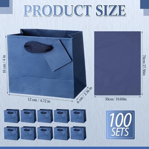 Zhanmai 4.7 x 2.4 x 3.9 Inch 100 Pcs Mini Gift Bags Bulk, Navy Blue - Image 5