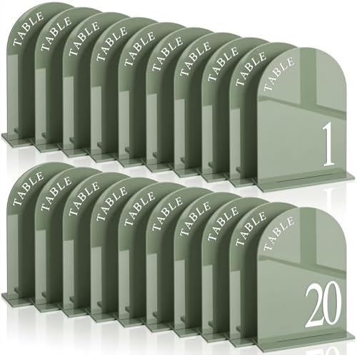 Aceorbit Sage Green Wedding Table Numbers 1-20 with Stands 5" x 7" by Unknown
