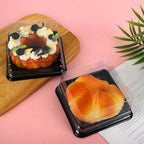 Hewnda 100 Pack Black Cake Pans,Bottom 5Inch X Heigh 2.2Inch Clear plastic mini cake box muffins box cookies box wedding birthday gift box - Image 5