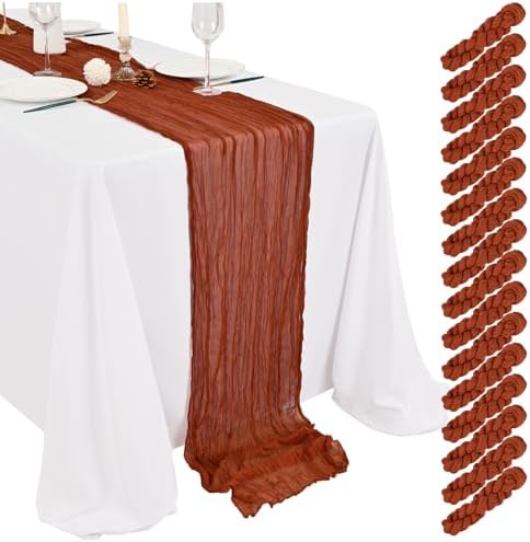 Showgeous 16 Pack Terracotta Cheesecloth Table Runner 17 x 108 Inch by Showgeous