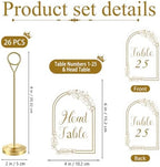 Radezon 26 PCS Gold Table Number Holders With Table Numbers 1-25 & Head Table Card, 8" Weighted Base Place Card Holders for Outdoor Wedding, Windproof Sturdy Metal Photo Stands for Reception Tables - Image 2